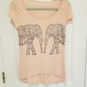 Pink Top with Silver Elephants, Soho Jeans/New York and Company NY&C, Size Small